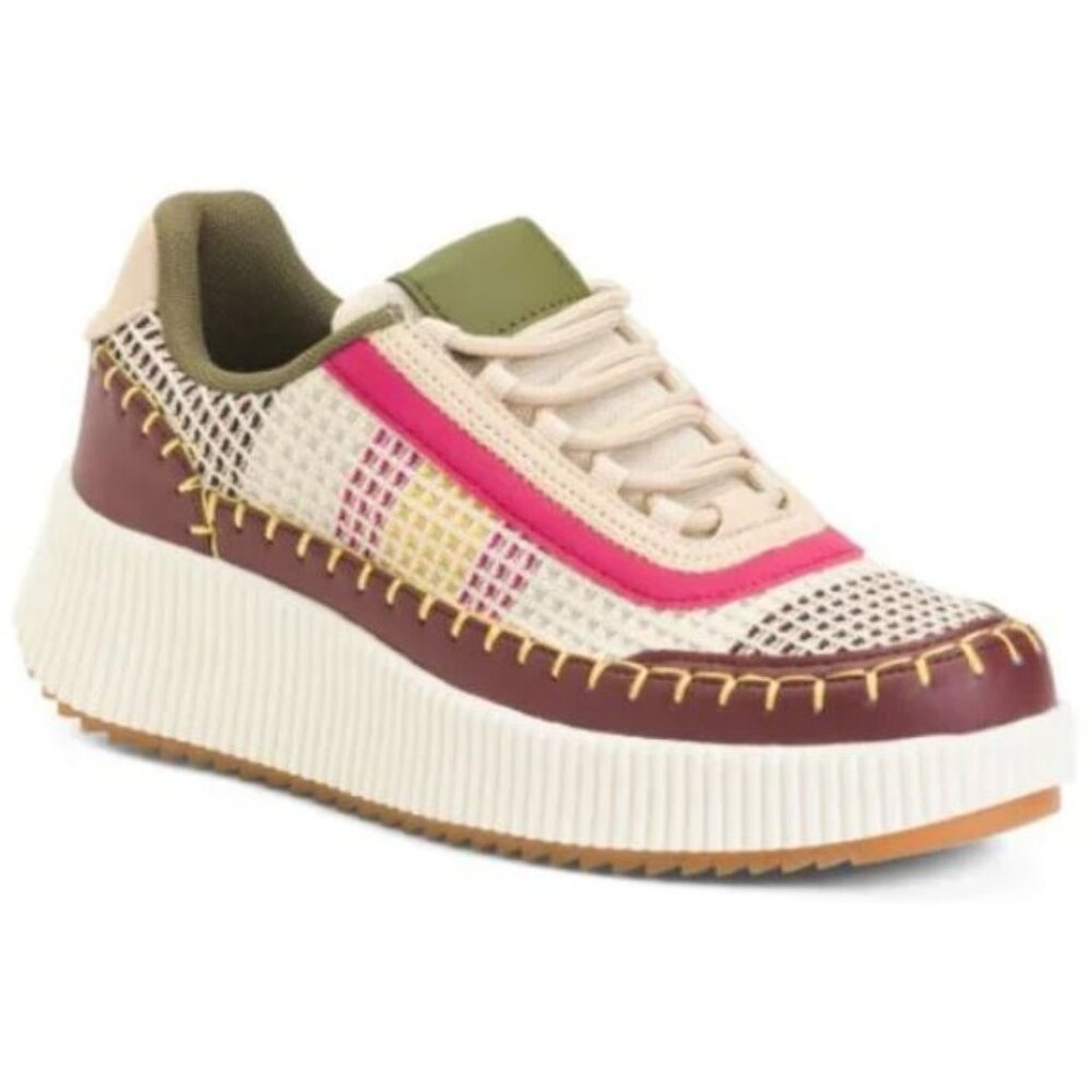NWT Nicole Miller Women's Bandy Lace Up Woven Olive Sneakers Size 6.5